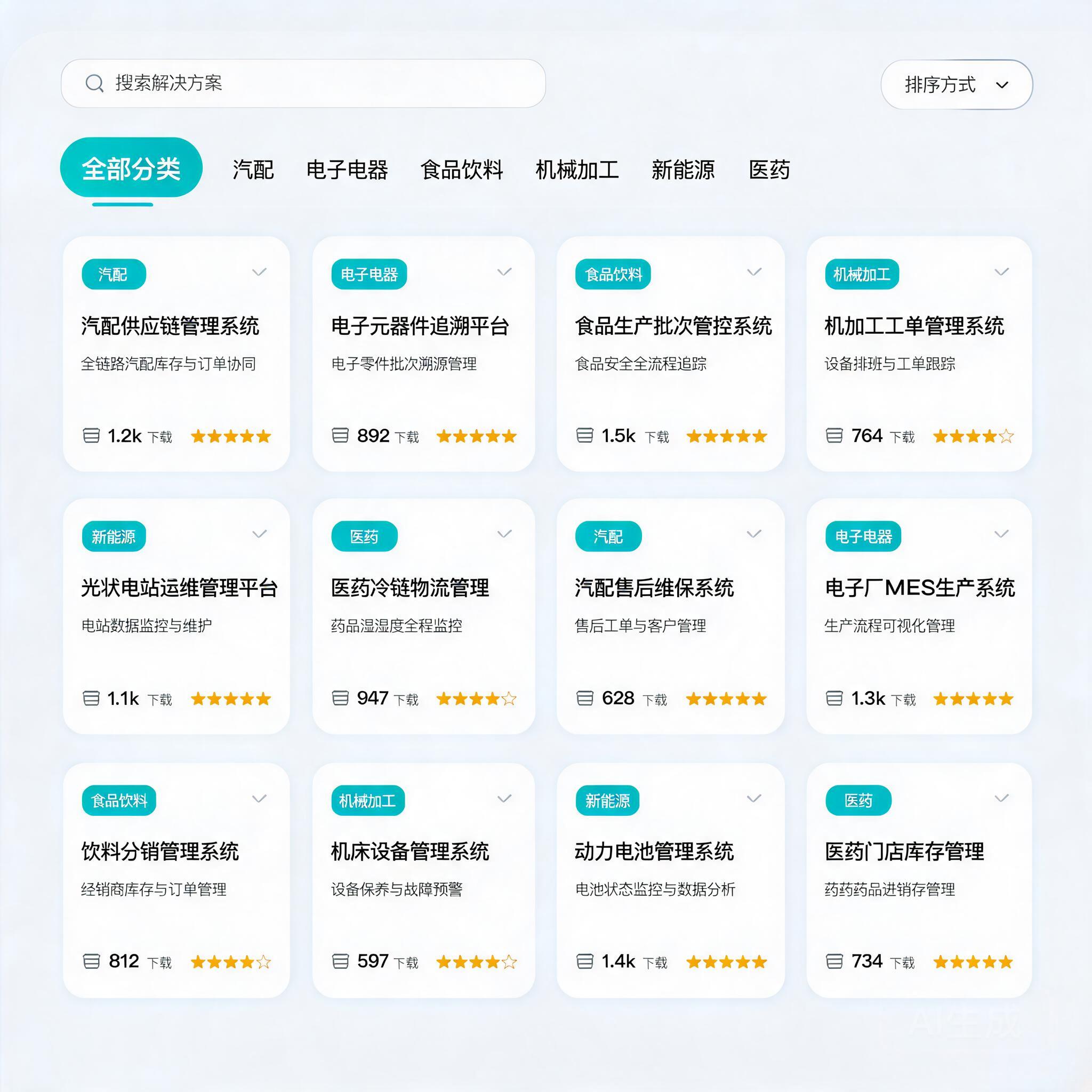 行业方案库 · 12+ 行业方案即取即用